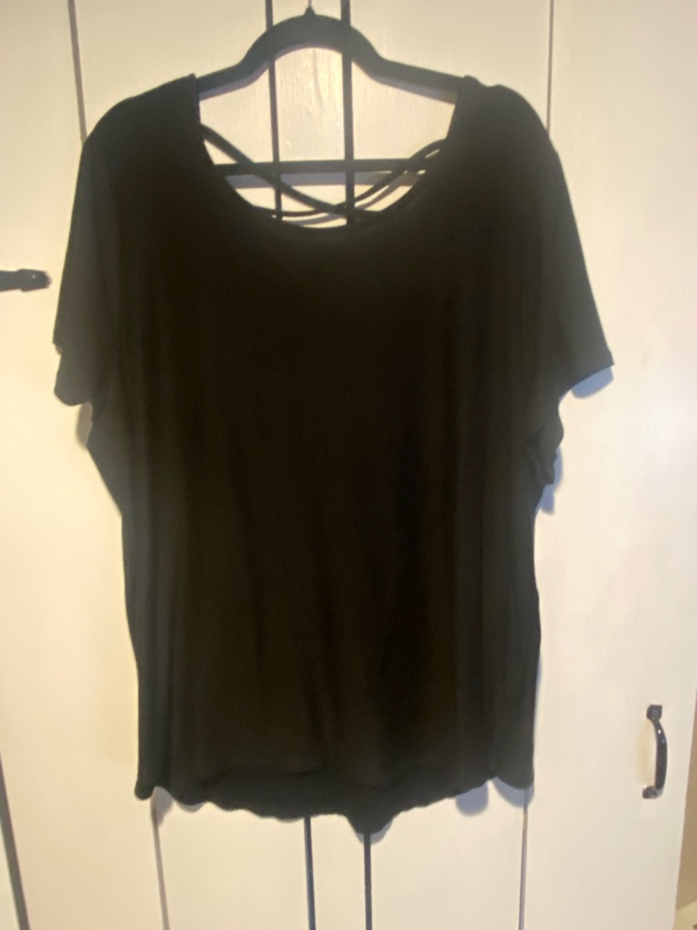 Planet Gold Black Short Sleeve Tee with Crisscross Back